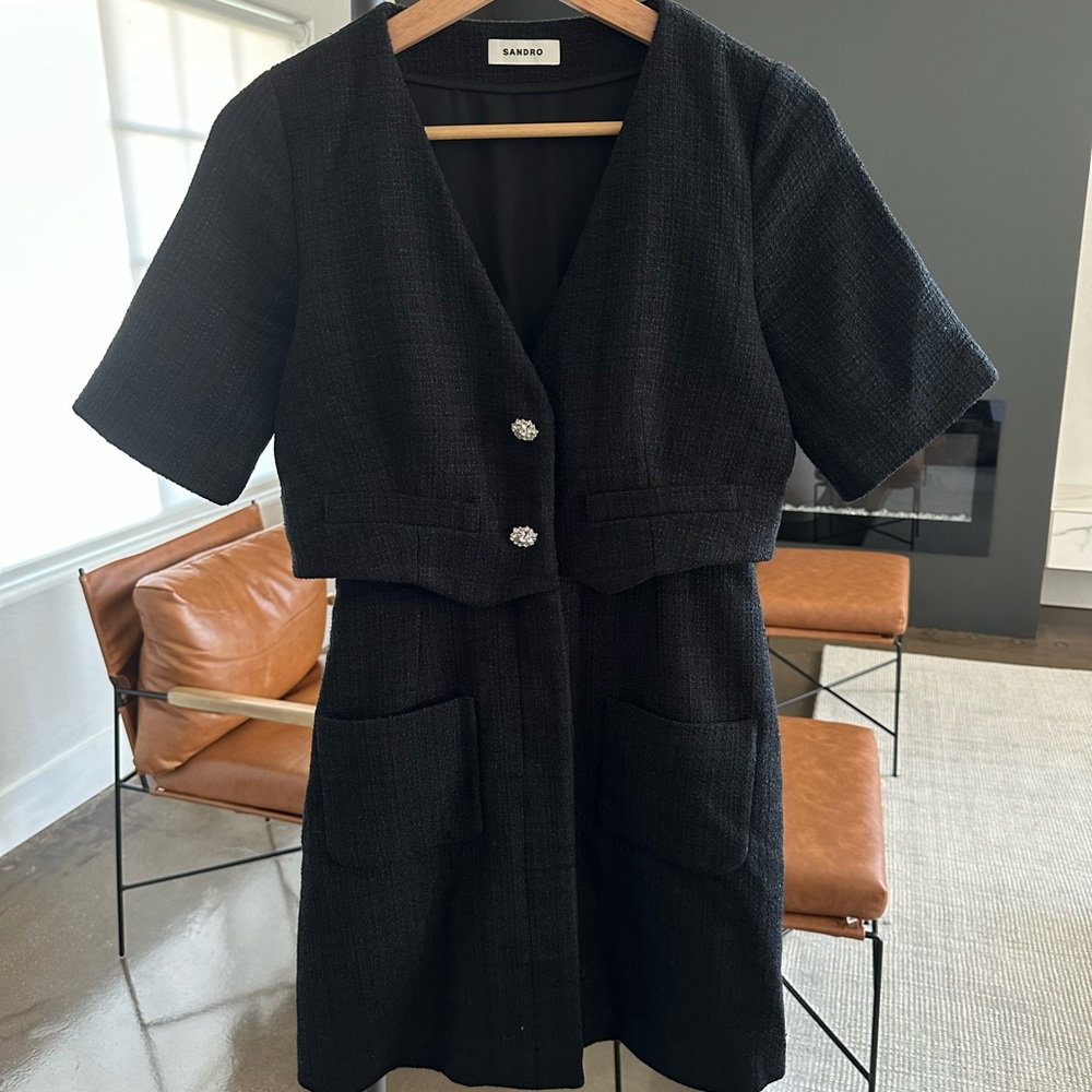 SANDRO Manhattan Cropped Jacket & Tweed Dress